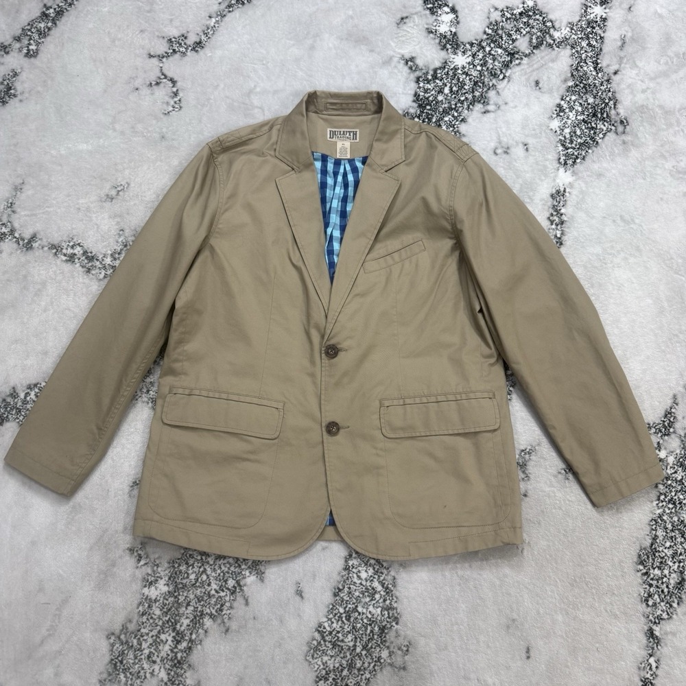 Duluth Trading Co. Mens Sz XL Cotton Sport Coat Blazer Tan Khaki Casual Jacket‎